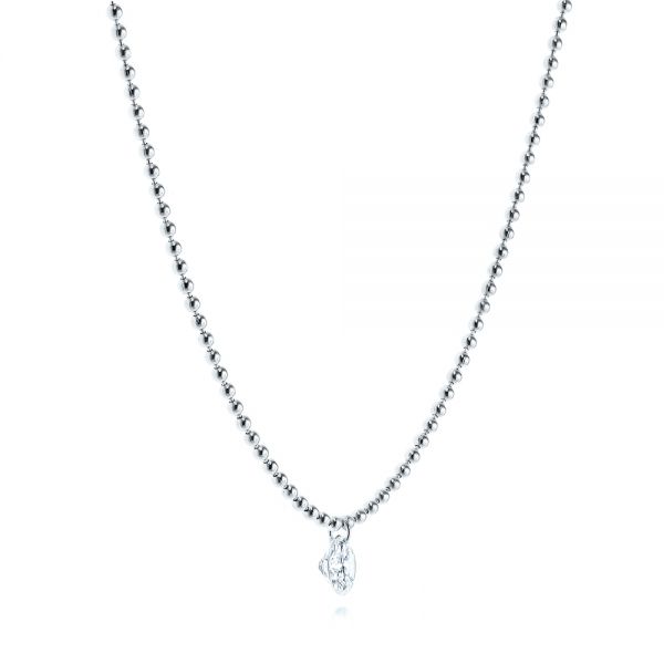  Platinum Platinum Ball Chain Diamond Necklace - Flat View -  106693
