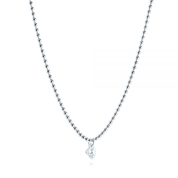 14k White Gold 14k White Gold Ball Chain Diamond Necklace - Flat View - 106693