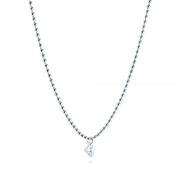 18k White Gold 18k White Gold Ball Chain Diamond Necklace - Flat View -  106693