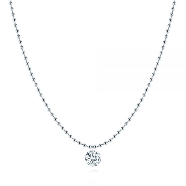 14k White Gold 14k White Gold Ball Chain Diamond Necklace - Three-Quarter View - 106693
