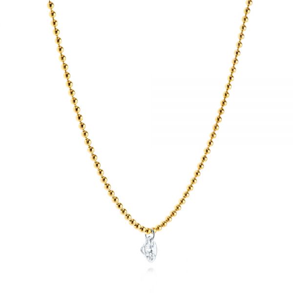 14k Yellow Gold 14k Yellow Gold Ball Chain Diamond Necklace - Flat View -  106693