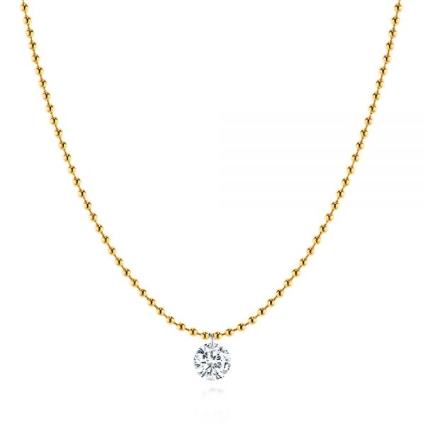  Yellow Gold Yellow Gold Ball Chain Diamond Necklace - Three-Quarter View -  106693