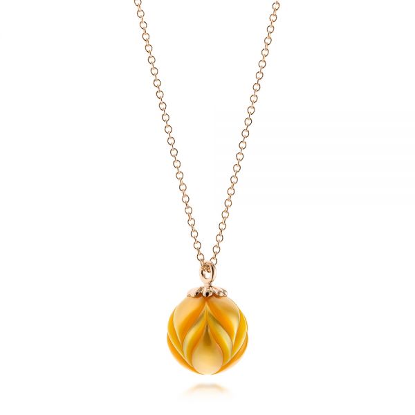 14k Rose Gold 14k Rose Gold En Pearl Tulip Pendant - Flat View - 103247
