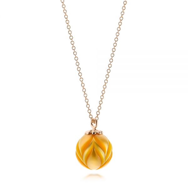 14k Rose Gold 14k Rose Gold En Pearl Tulip Pendant - Flat View -  103247