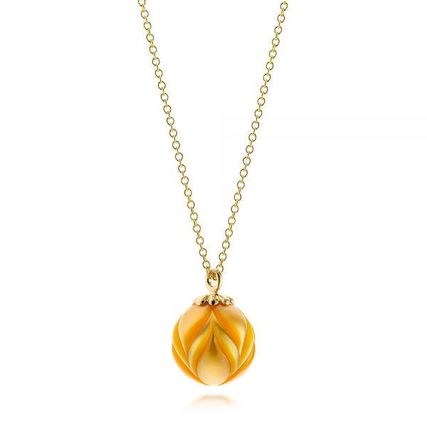 18k Yellow Gold 18k Yellow Gold En Pearl Tulip Pendant - Flat View -  103247