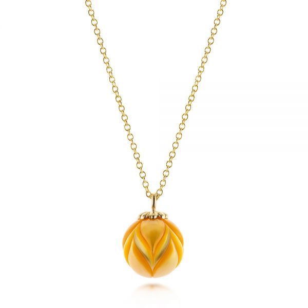 18k Yellow Gold 18k Yellow Gold En Pearl Tulip Pendant - Three-Quarter View -  103247