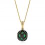 14k Yellow Gold Green Opal Pearl Cut-out Pendant - Three-Quarter View -  105301 - Thumbnail