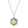 14k Rose Gold 14k Rose Gold Green Quartz Checkerboard And Diamond Halo Pendant - Three-Quarter View -  101938 - Thumbnail