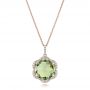 18k Rose Gold 18k Rose Gold Green Quartz Checkerboard And Diamond Halo Pendant - Three-Quarter View -  101938 - Thumbnail