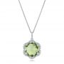 18k White Gold 18k White Gold Green Quartz Checkerboard And Diamond Halo Pendant - Three-Quarter View -  101938 - Thumbnail