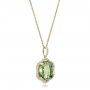 14k Yellow Gold 14k Yellow Gold Green Quartz Checkerboard And Diamond Halo Pendant - Flat View -  101938 - Thumbnail