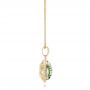 14k Yellow Gold 14k Yellow Gold Green Quartz Checkerboard And Diamond Halo Pendant - Side View -  101938 - Thumbnail