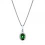 14k White Gold 14k White Gold Green Tourmaline And Diamond Pendant - Three-Quarter View -  106000 - Thumbnail