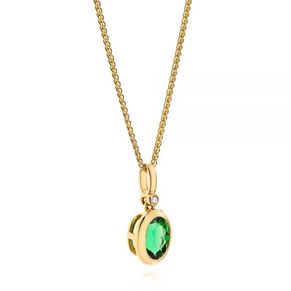 18k Yellow Gold 18k Yellow Gold Green Tourmaline And Diamond Pendant - Flat View -  106000