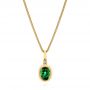 14k Yellow Gold Green Tourmaline And Diamond Pendant - Three-Quarter View -  106000 - Thumbnail