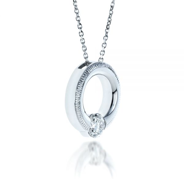  Platinum Platinum Hand Engraved Diamond Pendant - Front View -  1340