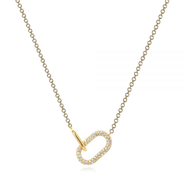 14k Yellow Gold 14k Yellow Gold Interlocking Diamond Necklace - Three-Quarter View -  106976