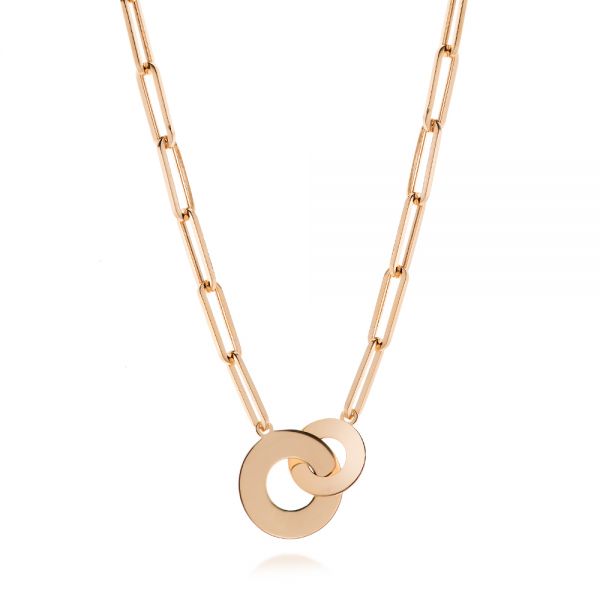 18k Rose Gold 18k Rose Gold Interlocking Disc Paper Clip Necklace - Three-Quarter View -  107011