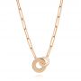 18k Rose Gold Interlocking Disc Paper Clip Necklace