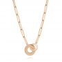 18k Rose Gold Interlocking Disc Paper Clip Necklace