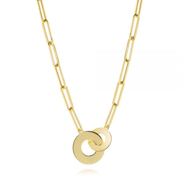 18k Yellow Gold 18k Yellow Gold Interlocking Disc Paper Clip Necklace - Three-Quarter View -  107011