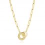 14k Yellow Gold Interlocking Disc Paper Clip Necklace