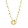 18k Yellow Gold 18k Yellow Gold Interlocking Disc Paper Clip Necklace - Three-Quarter View -  107011 - Thumbnail