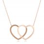 14k Rose Gold Interlocking Hearts Pendant - Three-Quarter View -  102770 - Thumbnail