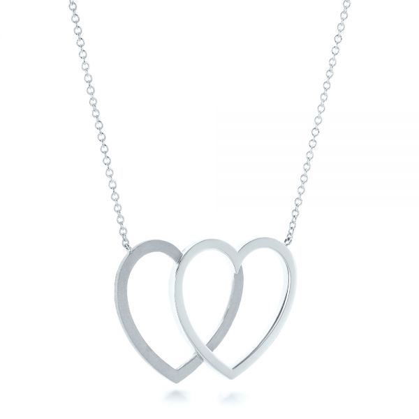  Platinum Platinum Interlocking Hearts Pendant - Flat View -  102770 - Thumbnail