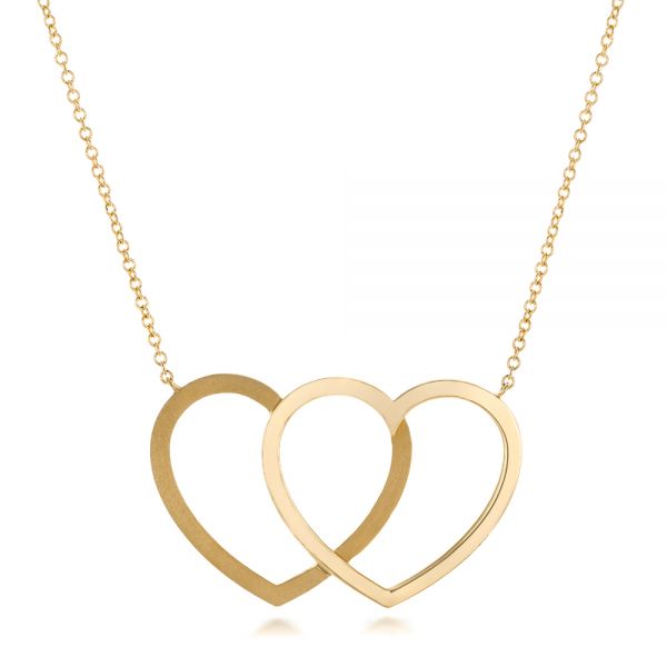 18k Yellow Gold 18k Yellow Gold Interlocking Hearts Pendant - Three-Quarter View -  102770 - Thumbnail