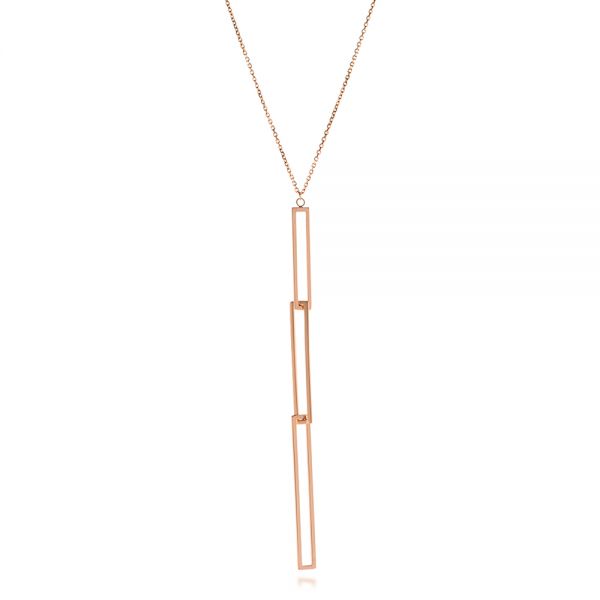 14k Rose Gold 14k Rose Gold Interlocking Paper Clip Links Necklace - Three-Quarter View -  107021