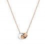 14k Rose Gold Interlocking Two-tone Necklace - Three-Quarter View -  106152 - Thumbnail