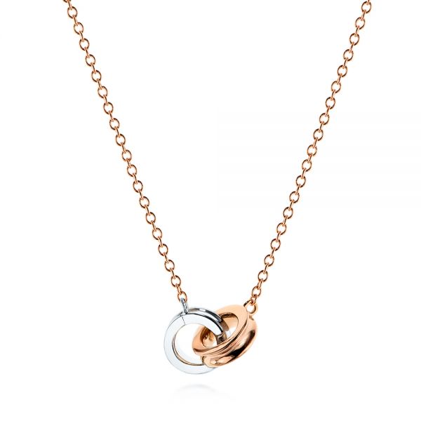 18k Rose Gold 18k Rose Gold Interlocking Two-tone Necklace - Three-Quarter View -  106152