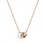 14k Rose Gold Interlocking Two-tone Necklace - Three-Quarter View -  106152 - Thumbnail