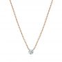14k Rose Gold Invisible Set Round Brilliant Diamond Necklace - Three-Quarter View -  105219 - Thumbnail