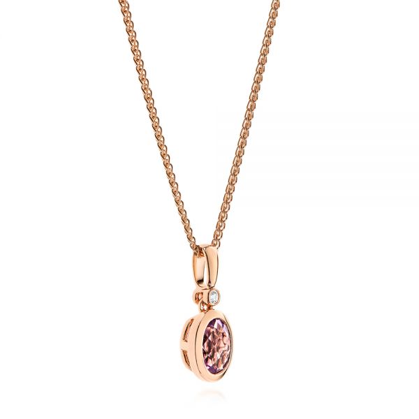 18k Rose Gold 18k Rose Gold Lavender Amethyst And Diamond Pendant - Flat View -  106043