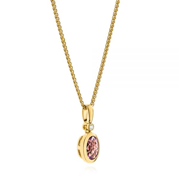 18k Yellow Gold 18k Yellow Gold Lavender Amethyst And Diamond Pendant - Flat View -  106043