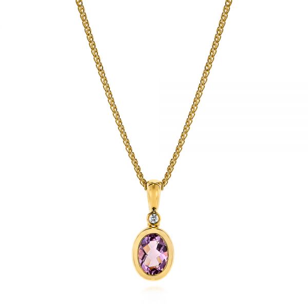 14k Yellow Gold 14k Yellow Gold Lavender Amethyst And Diamond Pendant - Three-Quarter View -  106043