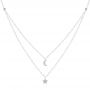 14k White Gold 14k White Gold Layered Diamond Moon And Star Necklace - Three-Quarter View -  107068 - Thumbnail