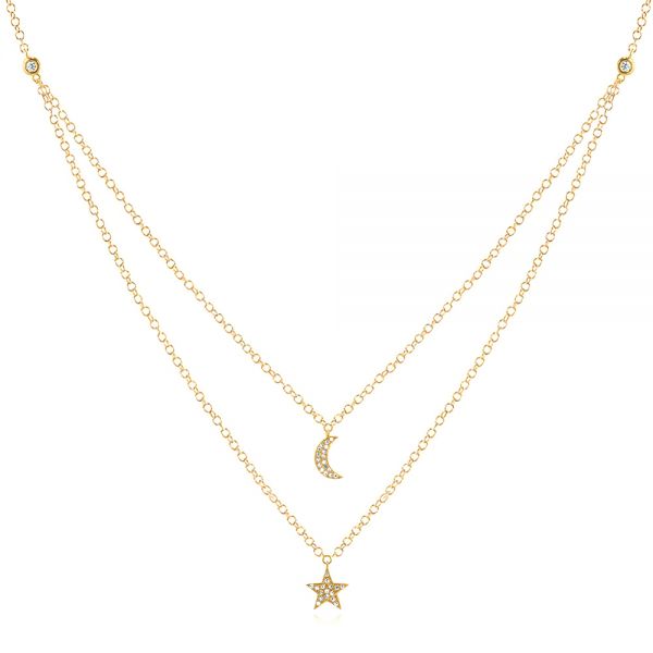 Layered Diamond Moon And Star Necklace - Image