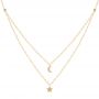 14k Yellow Gold 14k Yellow Gold Layered Diamond Moon And Star Necklace - Three-Quarter View -  107068 - Thumbnail