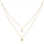 14k Yellow Gold 14k Yellow Gold Layered Diamond Moon And Star Necklace - Three-Quarter View -  107068 - Thumbnail
