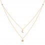 18k Yellow Gold 18k Yellow Gold Layered Diamond Moon And Star Necklace - Three-Quarter View -  107068 - Thumbnail