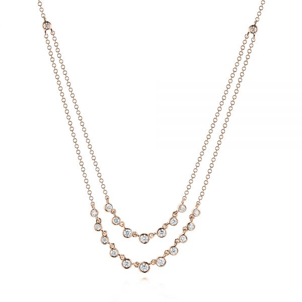 14k Rose Gold 14k Rose Gold Layered Diamond Necklace - Three-Quarter View -  106510