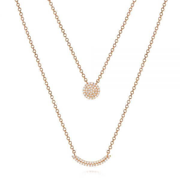 18k Rose Gold 18k Rose Gold Layered Diamond Necklace - Three-Quarter View -  106511