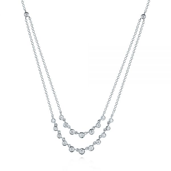 14k White Gold 14k White Gold Layered Diamond Necklace - Three-Quarter View -  106510