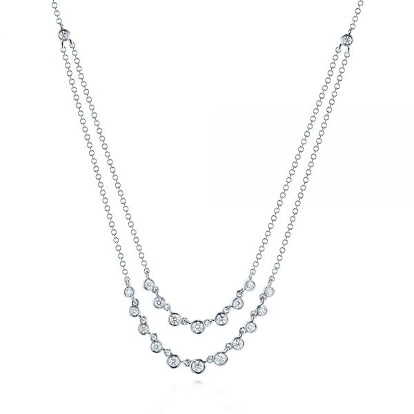 18k White Gold 18k White Gold Layered Diamond Necklace - Three-Quarter View -  106510