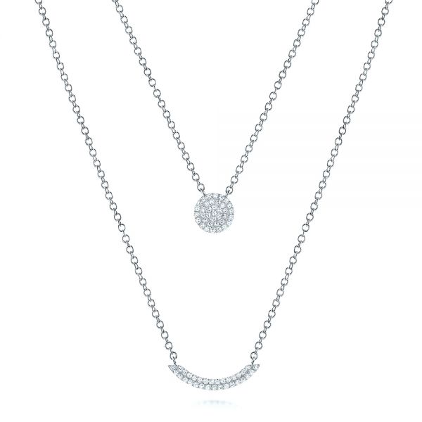 18k White Gold 18k White Gold Layered Diamond Necklace - Three-Quarter View -  106511 - Thumbnail