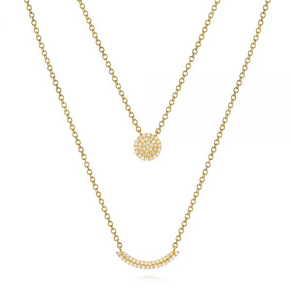 18k Yellow Gold 18k Yellow Gold Layered Diamond Necklace - Three-Quarter View -  106511 - Thumbnail