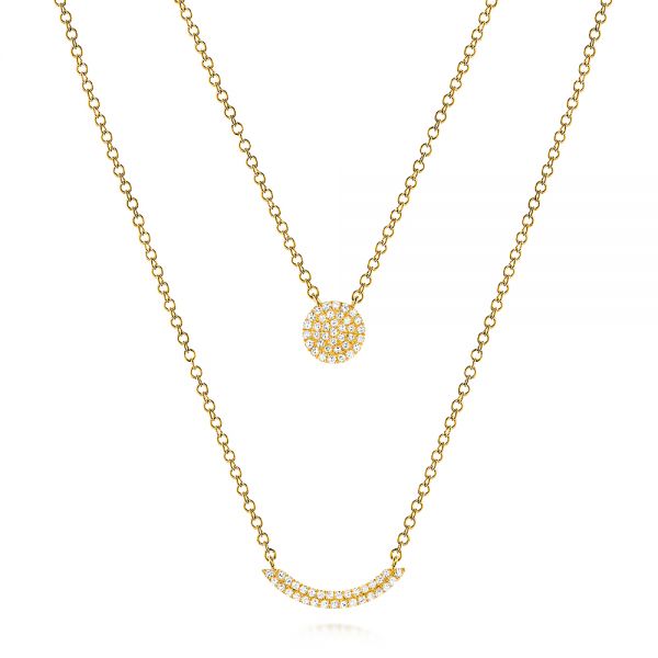 14k Yellow Gold 14k Yellow Gold Layered Diamond Necklace - Three-Quarter View -  106511 - Thumbnail